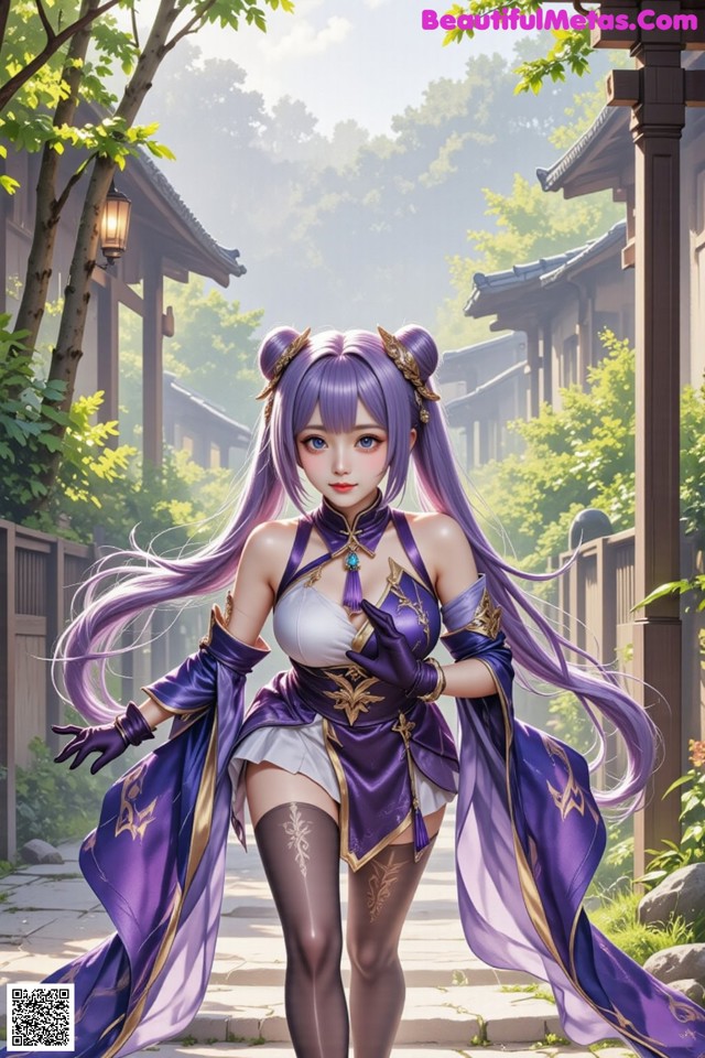 Hentai - Sovereign of Lightning in Exquisite Garb Set.1 20250125 Part 13 No.1d8cdd A woman with long purple hair wearing a purple outfit.