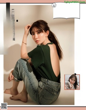 A magazine page with a picture of a woman in a white dress.