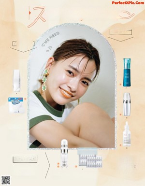 A woman is posing for a magazine advertisement. 