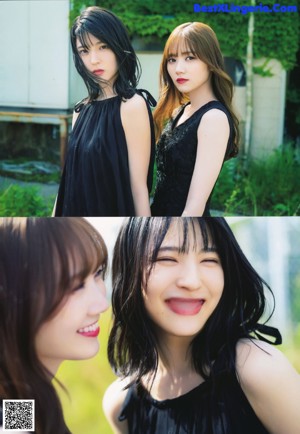 A couple of young women standing next to each other near a shopping cart.