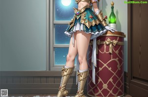 A woman in a costume holding a lantern in her hand.