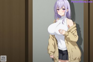 Anime girl in a black thong posing in front of a window.