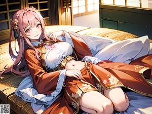 A woman in a pink dress is posing for a picture.