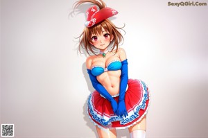 A naked anime girl laying on a bed with wet hair.